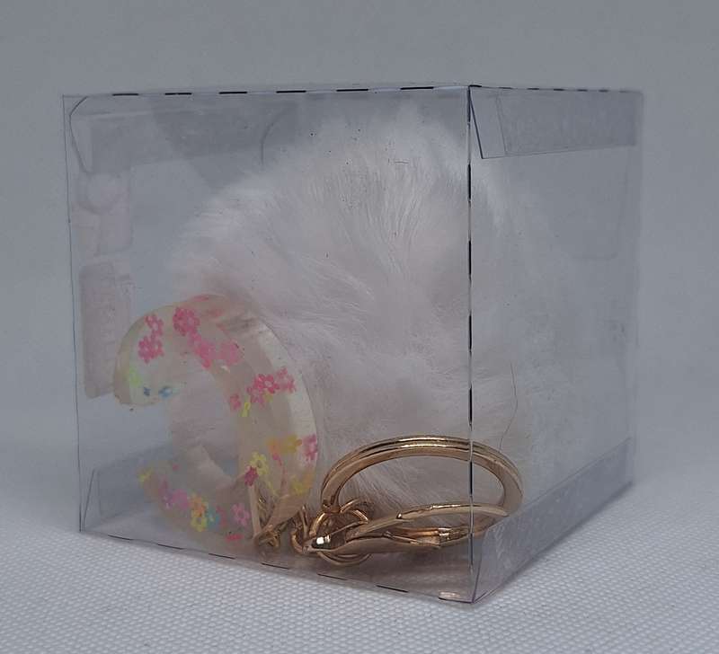 Custom Resin Letter Keychain With a White Pom Pom - C