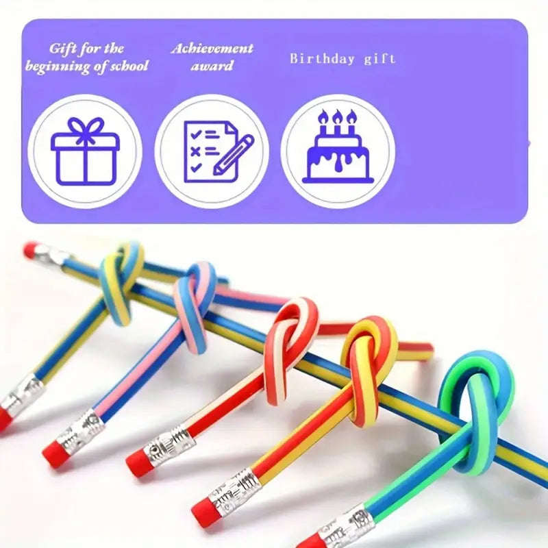 20pcs Flexible Pencils: Soft Novelty Pencil with Eraser