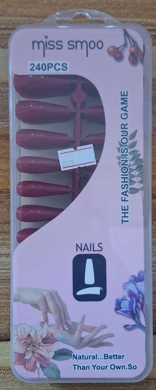 DIY Coffin Shaped Soft Gel Maroon Nails - 240pcs
