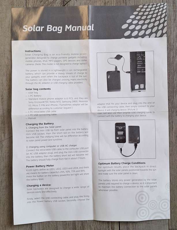 Solar Mobile Phone Charging Bag