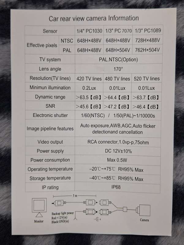 High Definition 12V Rearview Circular Camera