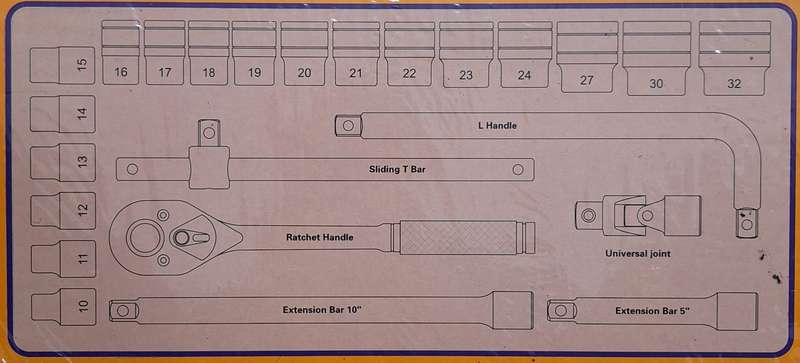 BEBONA 24pcs 1/2" Socket Set