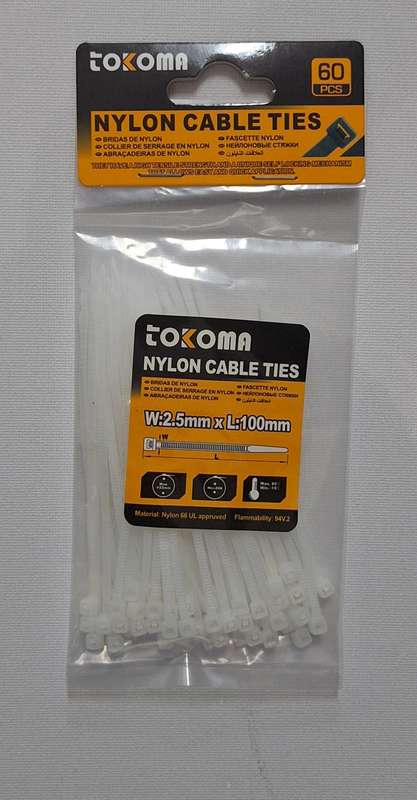 2.5mmx100mm Cable Ties - 60pcs