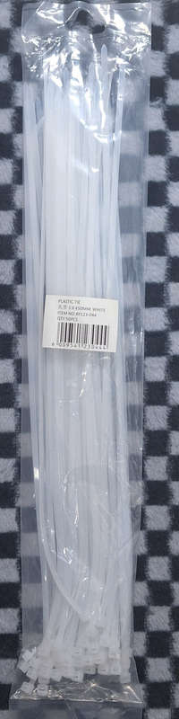 5x450mm White Cable Plastic Ties - 50pcs
