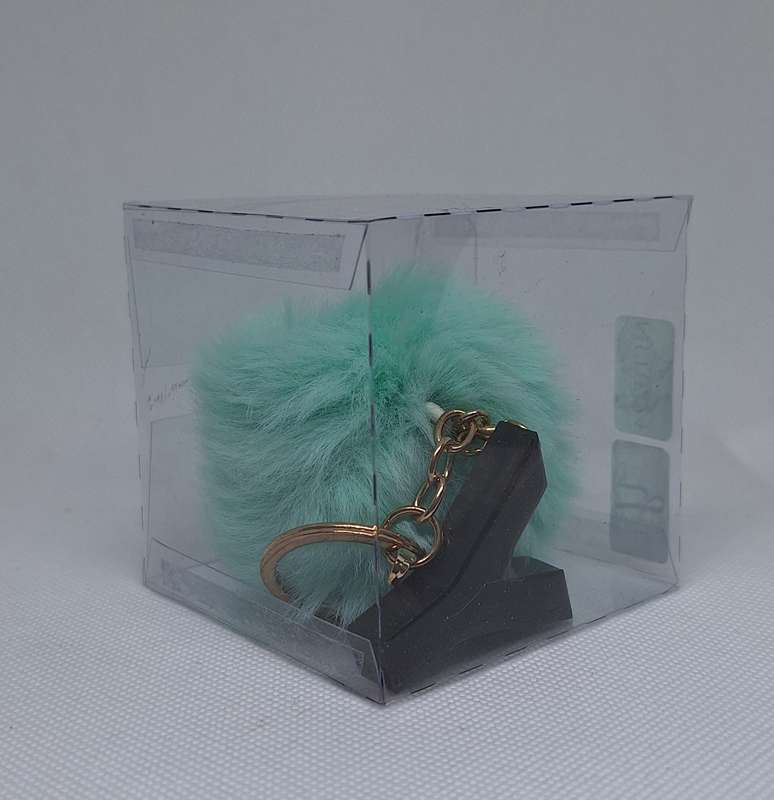 Custom Resin Letter Keychain With a Turquoise Pom Pom - Y