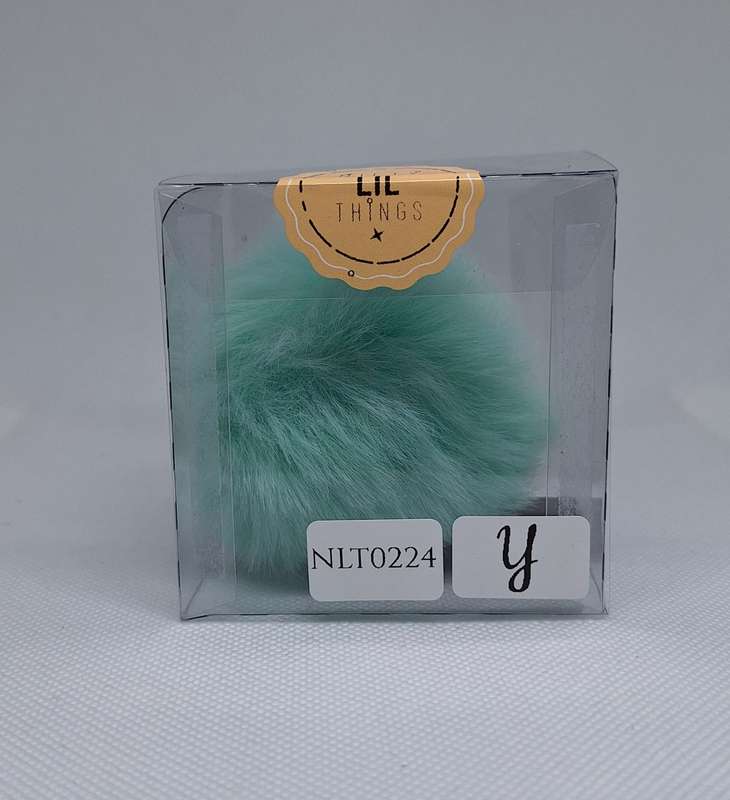 Custom Resin Letter Keychain With a Turquoise Pom Pom - Y