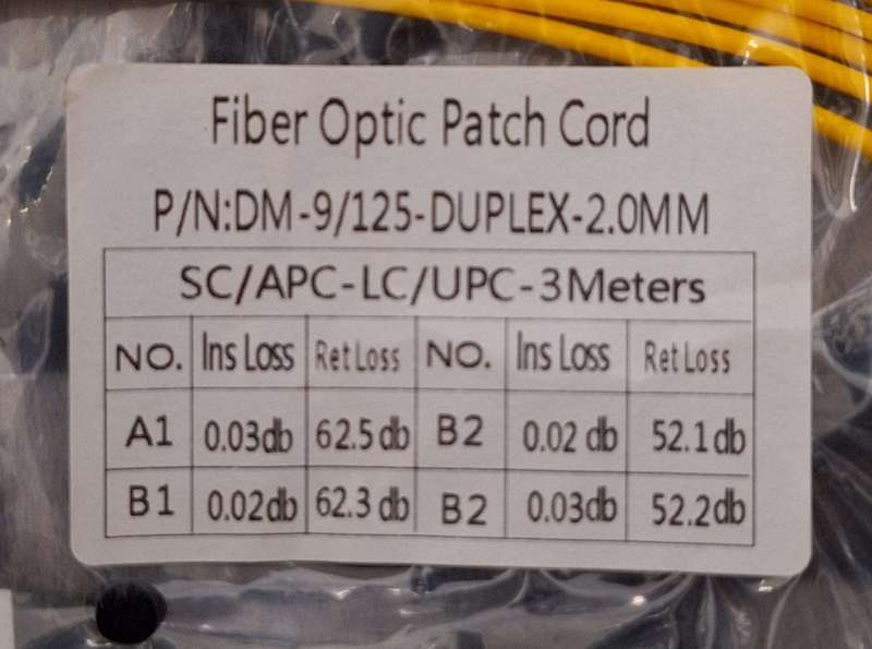 Fiber Optic Patch Cord - 3m