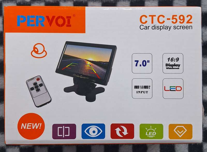Pervoi 7 Inch 2 Channel TFT/LED AV Monitor  High-Resolution Display for Car Entertainment and ...