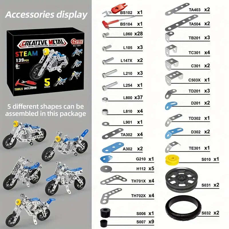 139pcs DIY Metal Puzzle Assembled Model Car