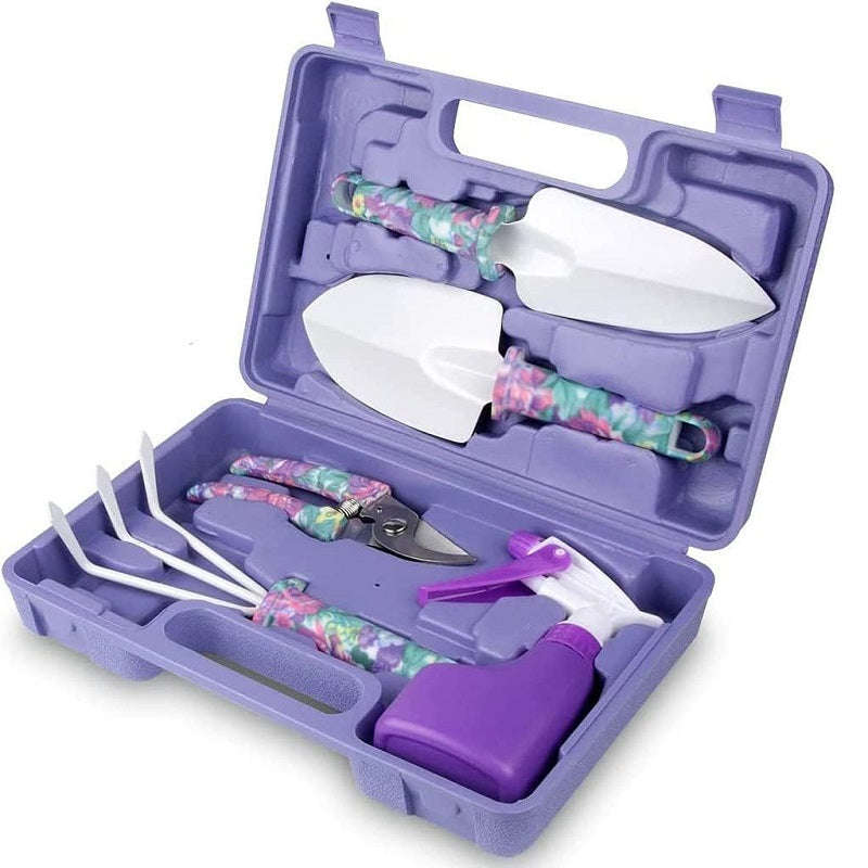Gardening Hand Tools With Purple Floral Print 5Pcs