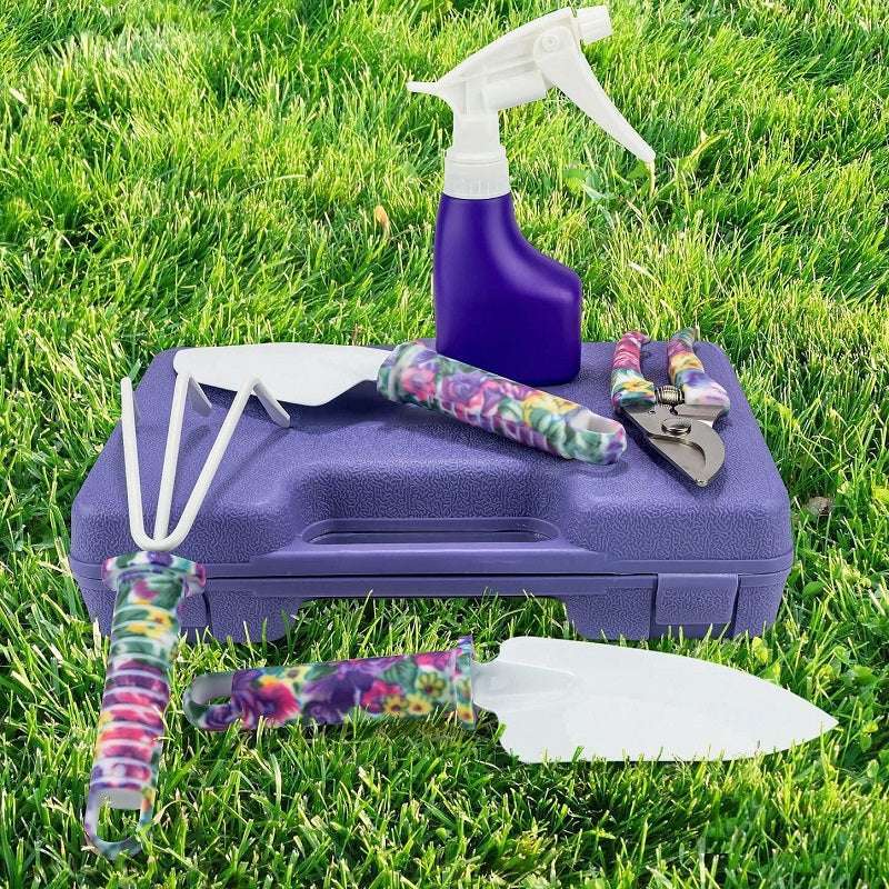 Gardening Hand Tools With Purple Floral Print 5Pcs