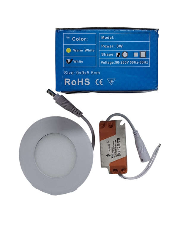 LED 3 Watts Round Down Lights - White (Colour)