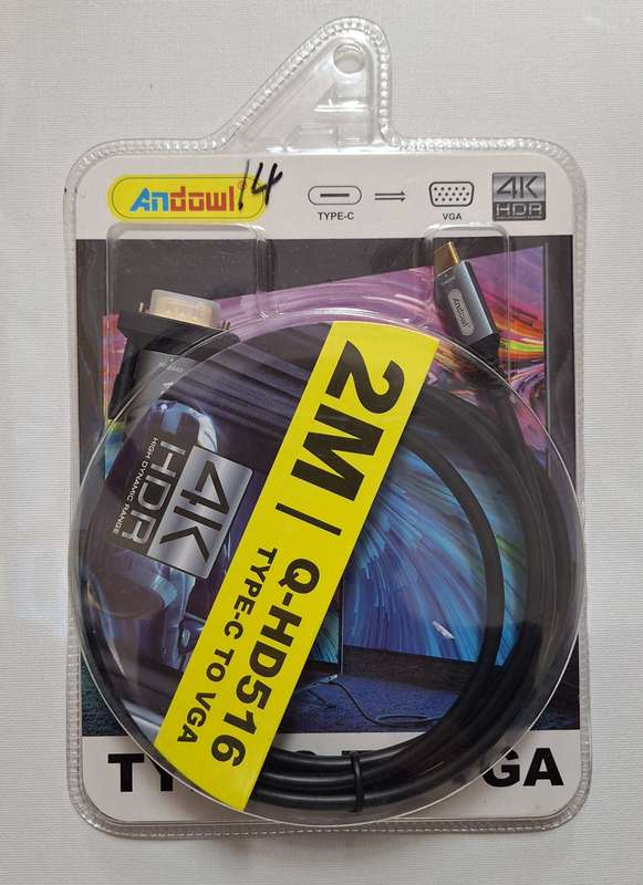 High-Quality 2M Type-C to VGA Transmission Cable  Reliable Connectivity