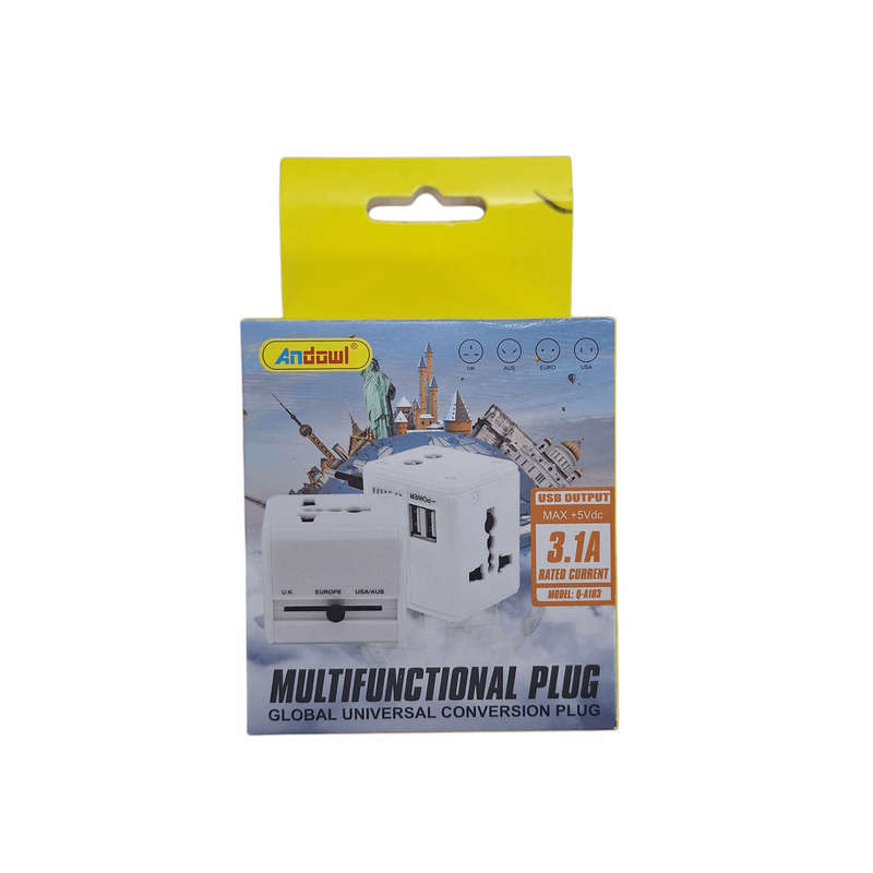 Multifunctional Global Universal Conversion Plug | 100-240V 50/60Hz | 5V DC | AC 6A Max | 3.1A Fa...