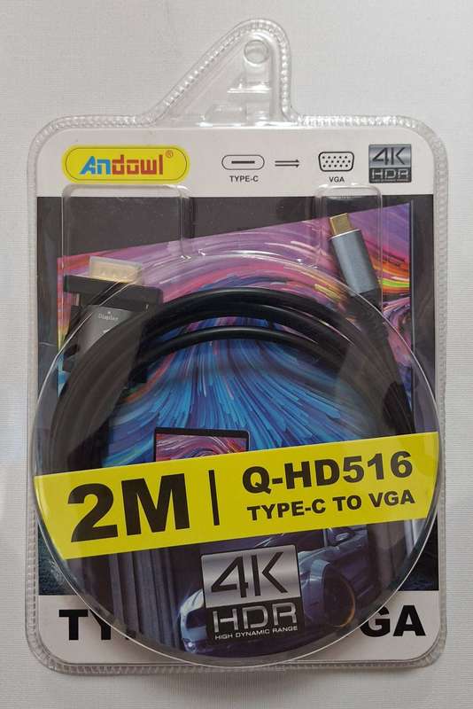 Type-C to VGA 2m Cable  High-Quality Video Transmission Solution