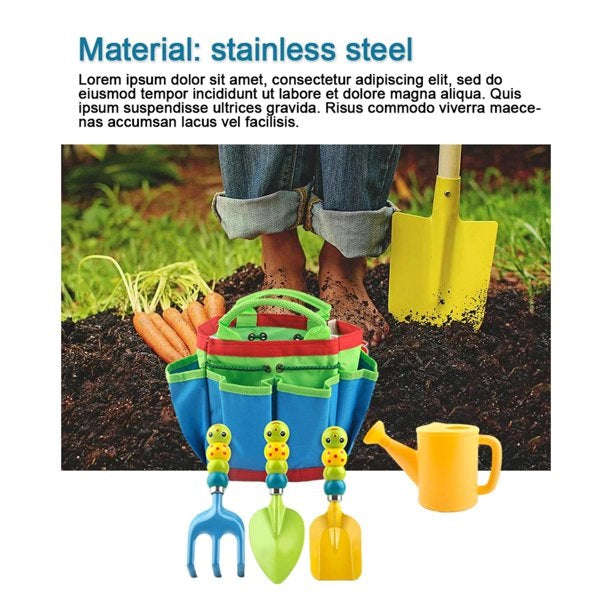 XF0907 Caterpillar Shaped Childrens Garden Tool Set 5 In1