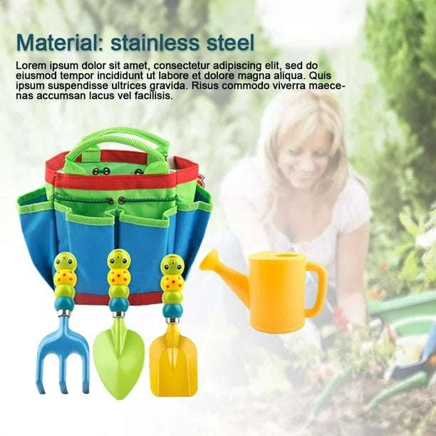 XF0907 Caterpillar Shaped Childrens Garden Tool Set 5 In1