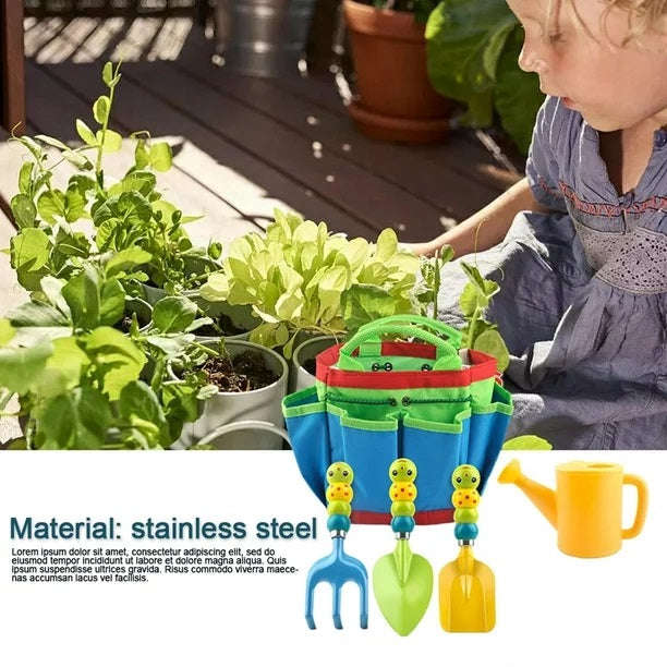 XF0907 Caterpillar Shaped Childrens Garden Tool Set 5 In1