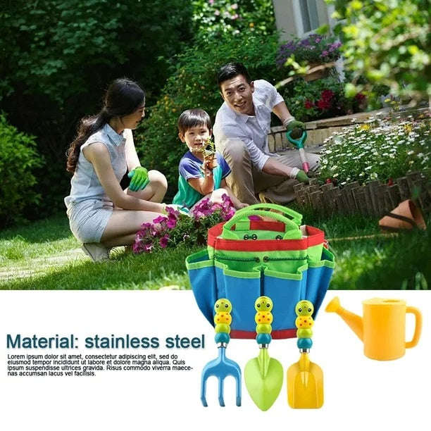 XF0907 Caterpillar Shaped Childrens Garden Tool Set 5 In1