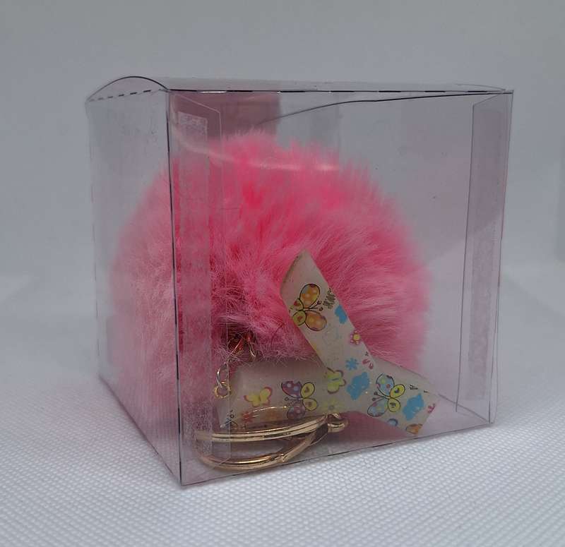 Custom Resin Letter Keychain With a Pink Pom Pom - Y