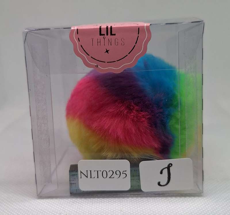 Custom Resin Letter Keychain With a Rainbow Pom Pom - I