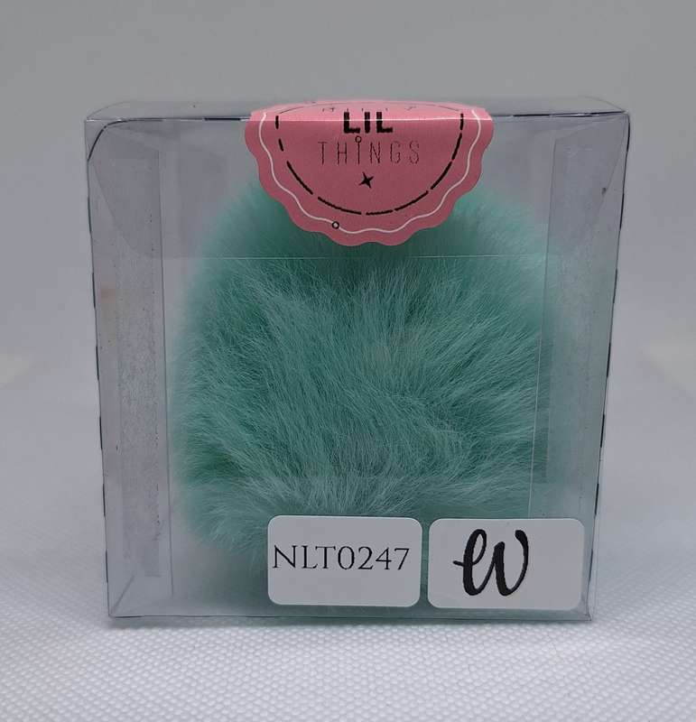 Custom Resin Letter Keychain With a Baby Blue Pom Pom - W