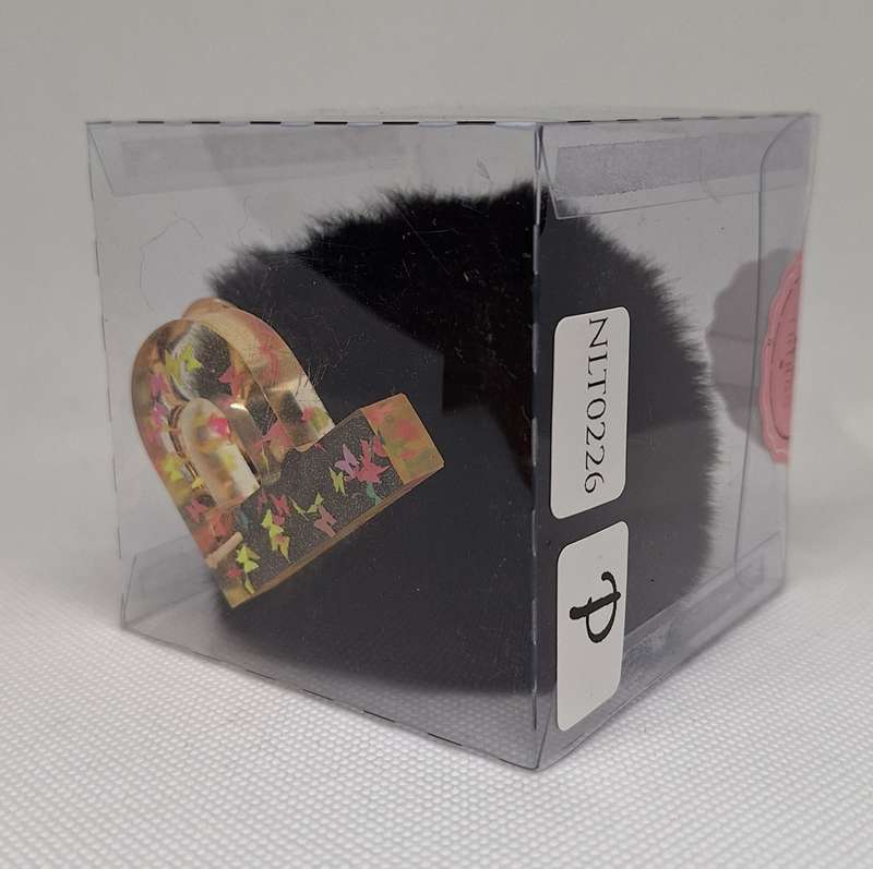 Custom Resin Letter Keychain With a Black Pom Pom - P