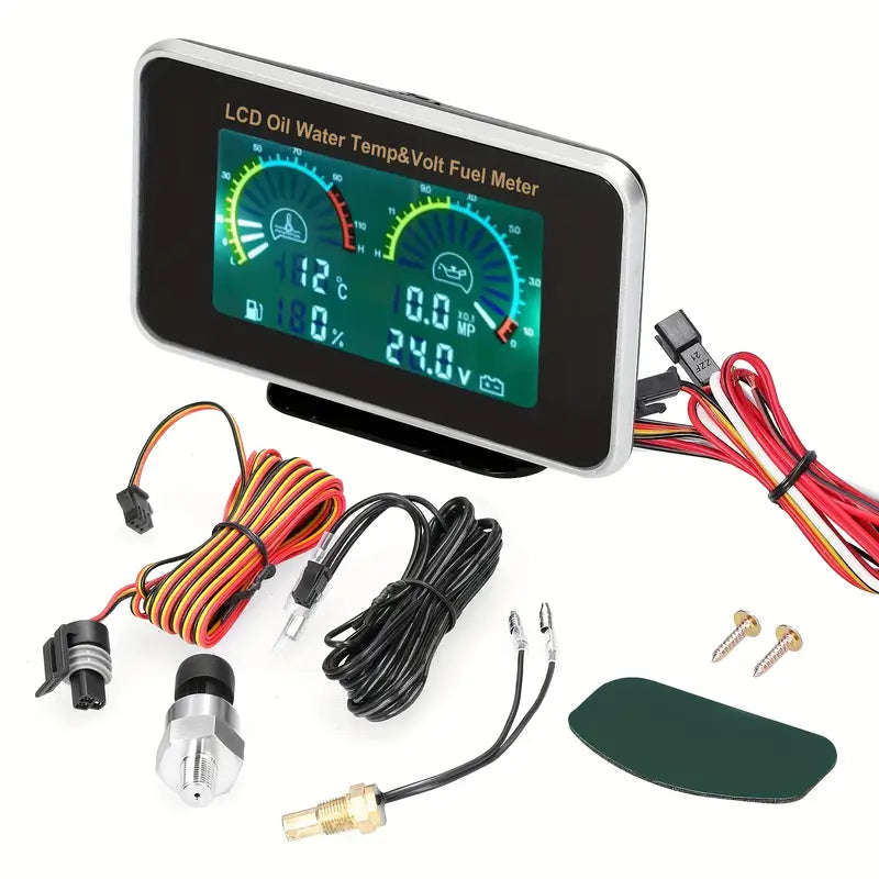 1pc Universal 4-in-1 Digital Car Dashboard Gauge