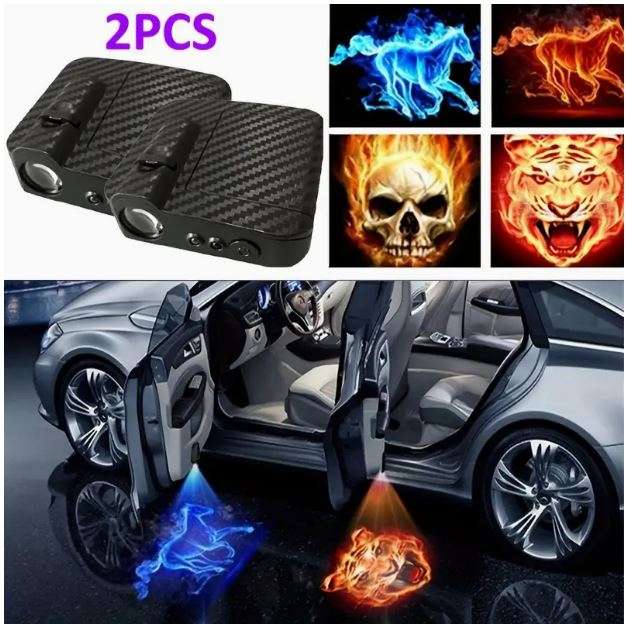 2PCS 3D Wireless Car Door LED Projector Lights - Fire Horse
