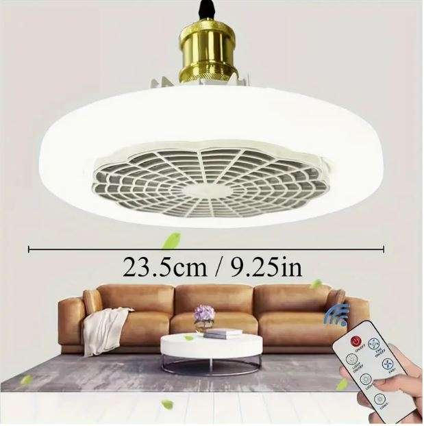 9.25-inch E27 Screw Fitting Ceiling Mounted Fan Light with Remote, Dimmable Suitable for Various ...