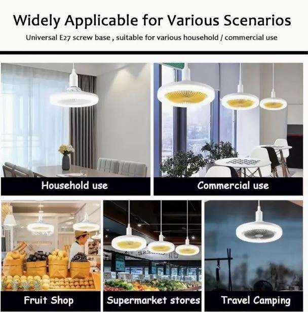 9.25-inch E27 Screw Fitting Ceiling Mounted Fan Light with Remote, Dimmable Suitable for Various ...