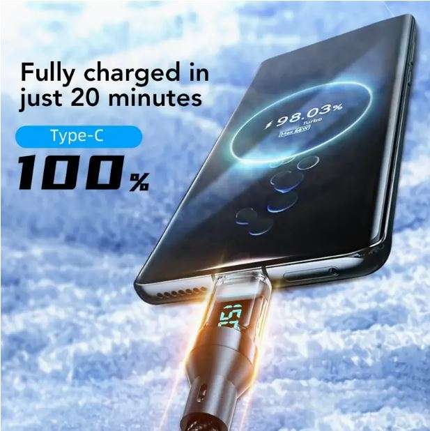 1m 120W Powerhouse Charge Cable - 6Amp Super Fast with Real-Time LCD Display - Durable USB Type C