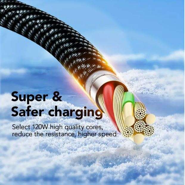 1m 120W Powerhouse Charge Cable - 6Amp Super Fast with Real-Time LCD Display - Durable USB Type C