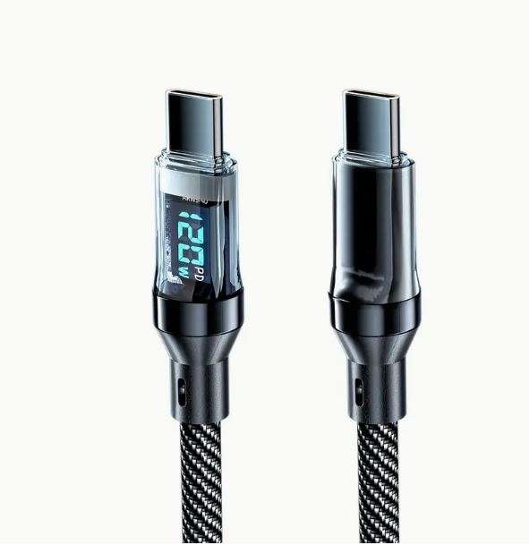 1m 120W Powerhouse Charge Cable - 6Amp Super Fast with Real-Time LCD Display - Durable USB PD Type C