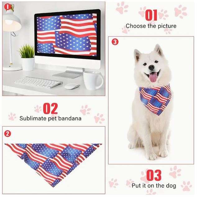 30Piece Sublimation Pet Bandana Heat Transfer Washable Triangle Dog Scarf