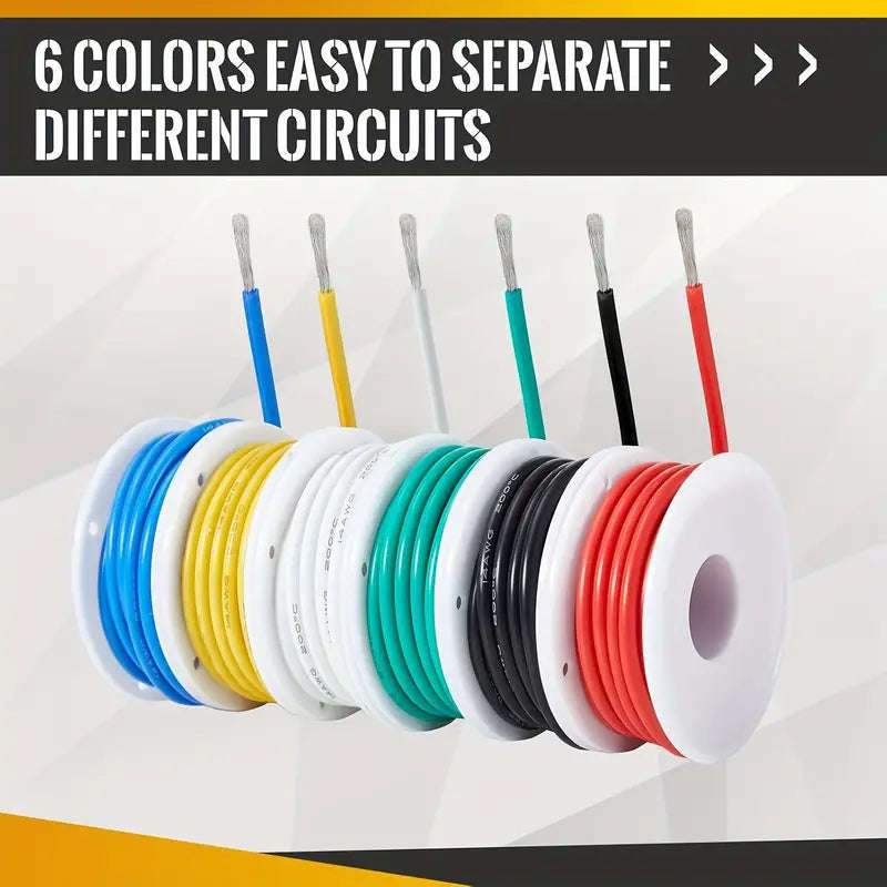 1 set PVC 20 Gauge 6 Colors Tinned Copper Wire Hook up Wire Kit