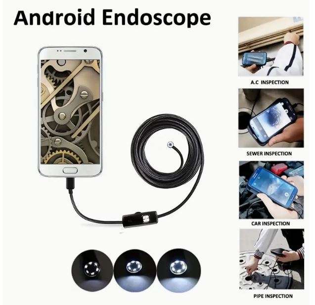 2 Meter x 7mm Lens Soft Cable  High Definition Endoscope, Android Mobile Phone Camera