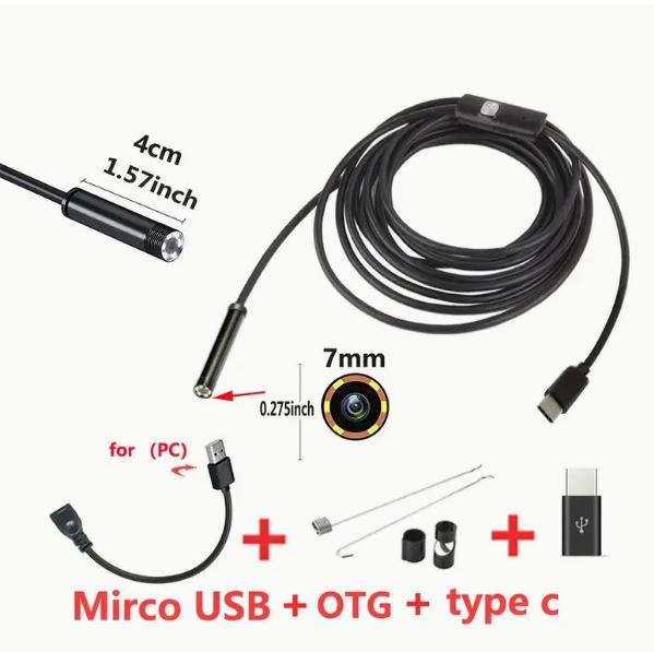 2 Meter x 7mm Lens Soft Cable  High Definition Endoscope, Android Mobile Phone Camera