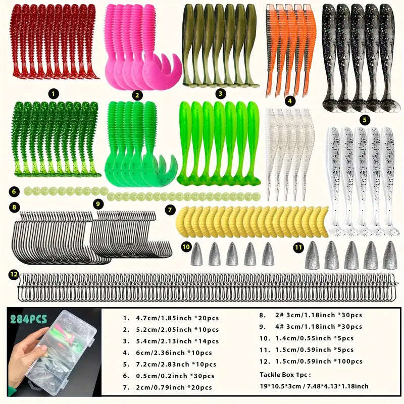 284pcs Fishing Lures Kit for For Bass, Trout & Salmon Fishing