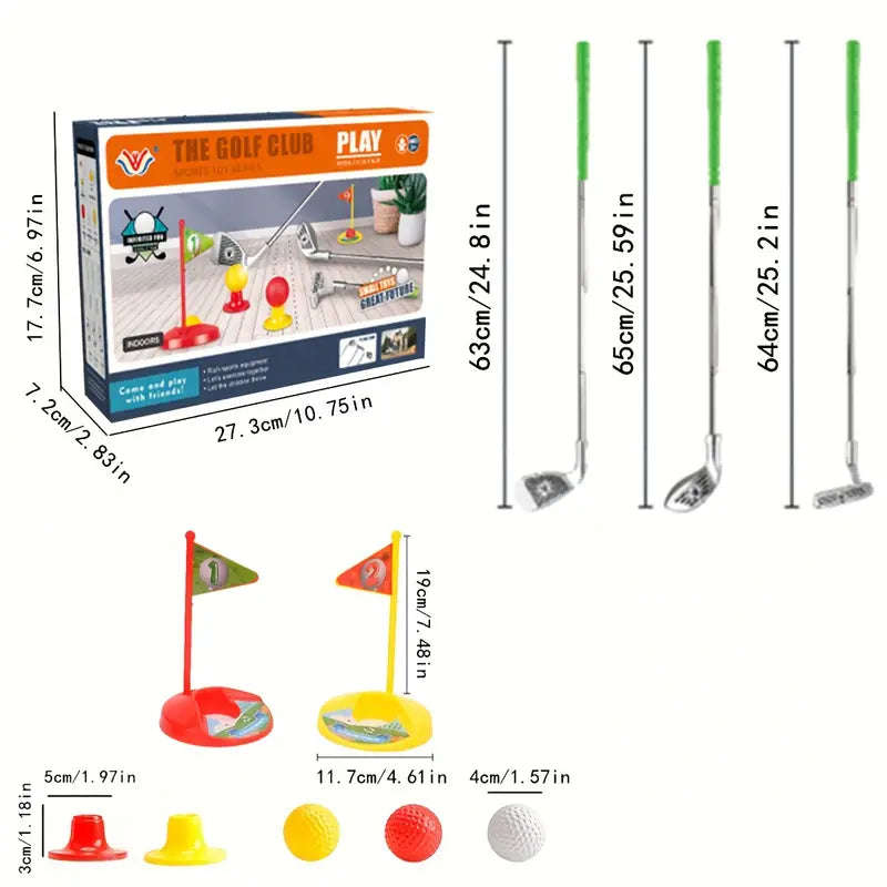 Children's Adjustable Club Toy Golf Set with 3 Telescopic Clubs