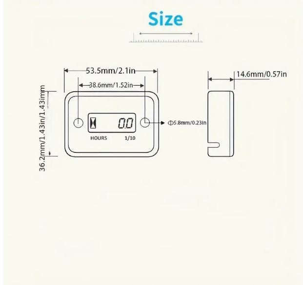 Universal Digital LCD Hour Meter - High-Visibility Water-resistant Display for Motorcycles