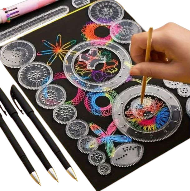 22pcs Magic Spiral Drawing Set - Transparent Template for Unique Patterns