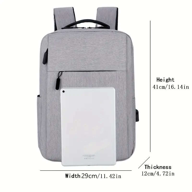 1pc Grey Laptop Bag - Lightweight, Versatile Business Backpack with Adjustable Strap