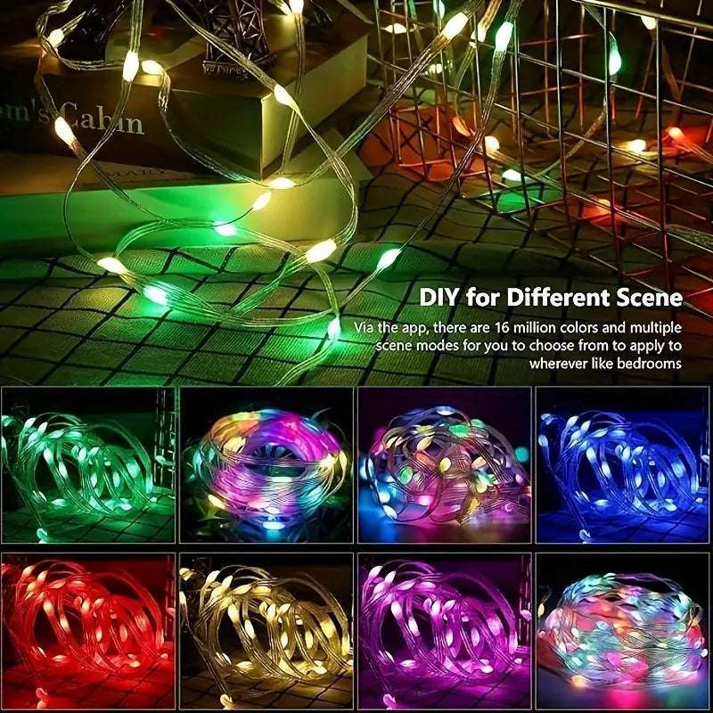 20Meter Color-Changing RGB LED Lights with Remote & App Control - USB Powered, Perfect for Holida...