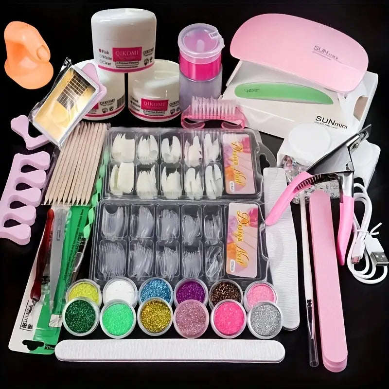 Acrylic Nail Kit For Beginners With Glitter Acrylic Powders