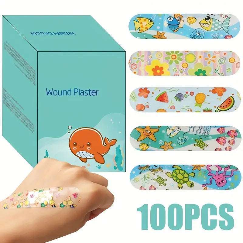 100pc Cute Pattern Waterproof Breathable Hemostatic Wound Plasters