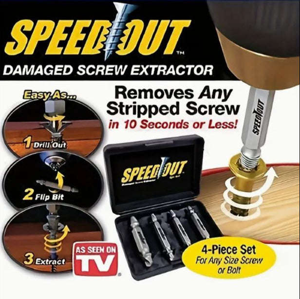 4pcs Steel Damaged Screw Extractor Drill Bit Remover Set
