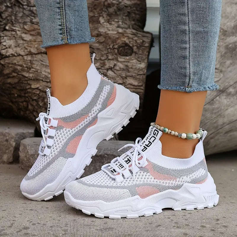 Trendy Colorblock Ladies Sneakers  Breathable & Comfortable