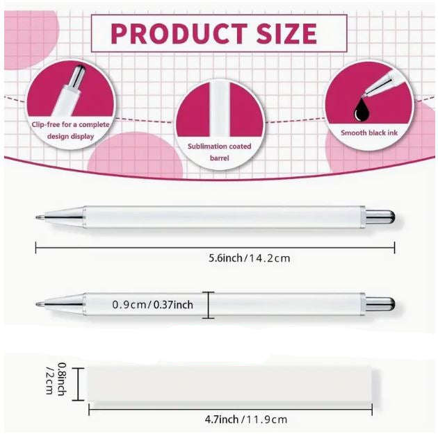 1pcs Cupoita Sublimation Pen Blank No Clip With Shrink Wrap