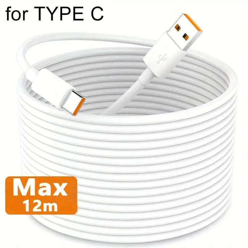 Extra Long 12Meter USB-C Fast Charging Cable for Samsung Xiaomi Huawei Honor OPPO VIVO Oneplus